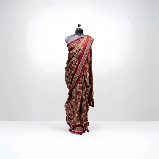 Mehroon Ghatchola Saree - Anita Jain Fashions