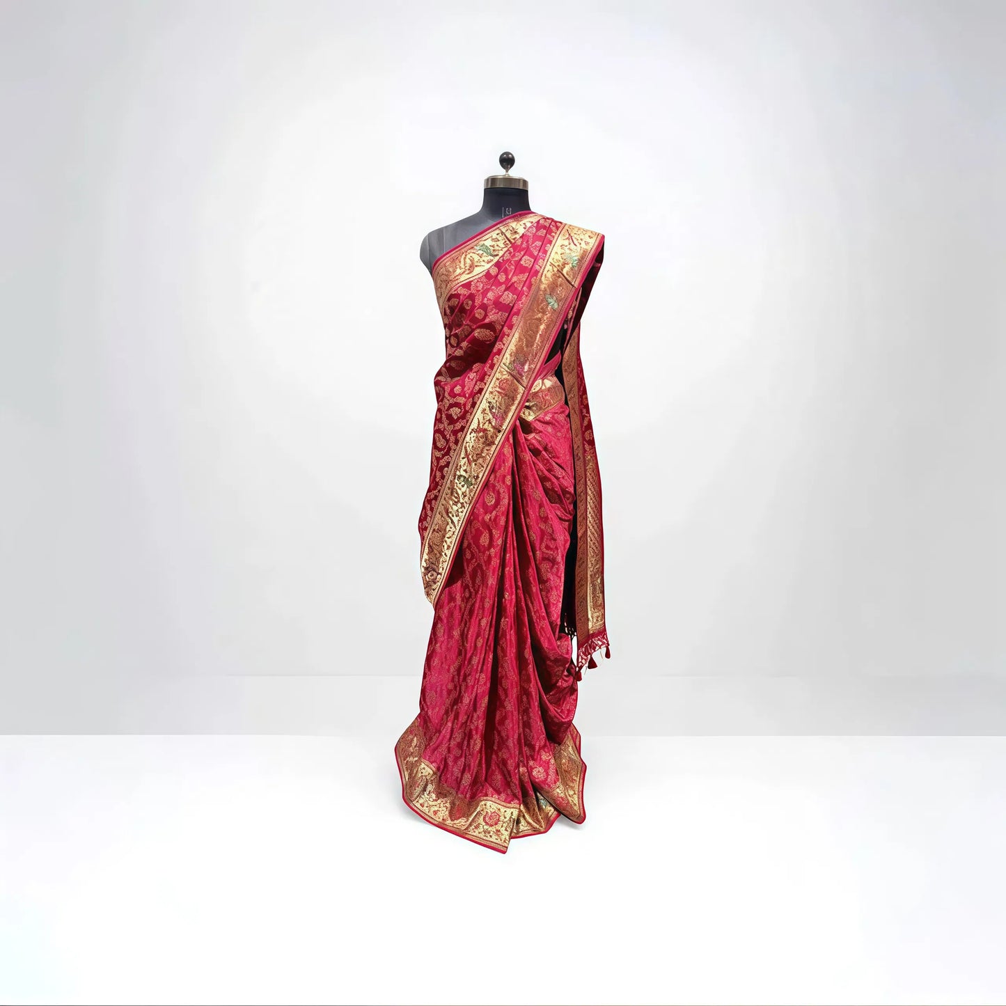 Pink Kanni Silk Saree with Heavy Golden Zari Border - Anita Jain Fashions