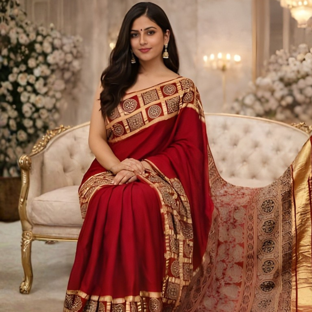 Modal Gajji Silk Saree with Ghatchola Border