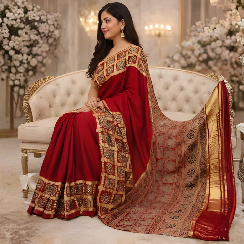 Modal Gajji Silk Saree with Ghatchola Border
