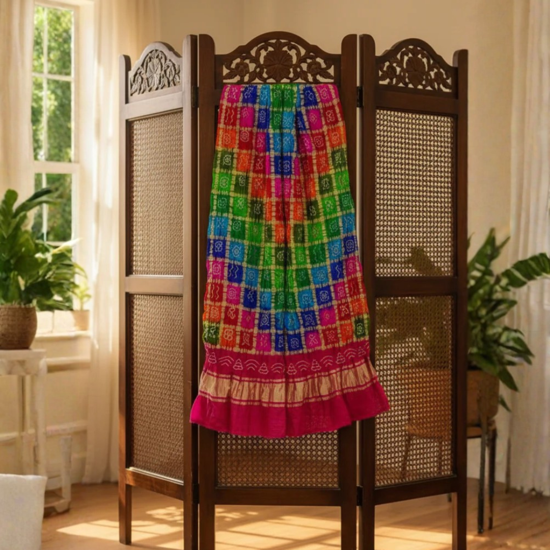 Pure Gaji Silk Bandhani Zari Festive Dupatta