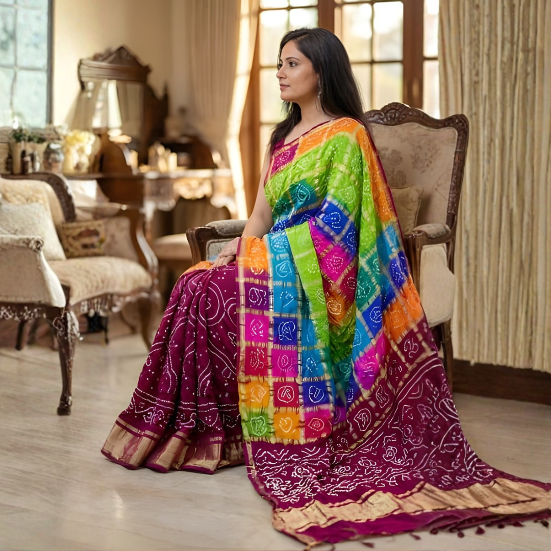 Pure Gajji Ghatchola Saree with Zari Work – Festive Wear