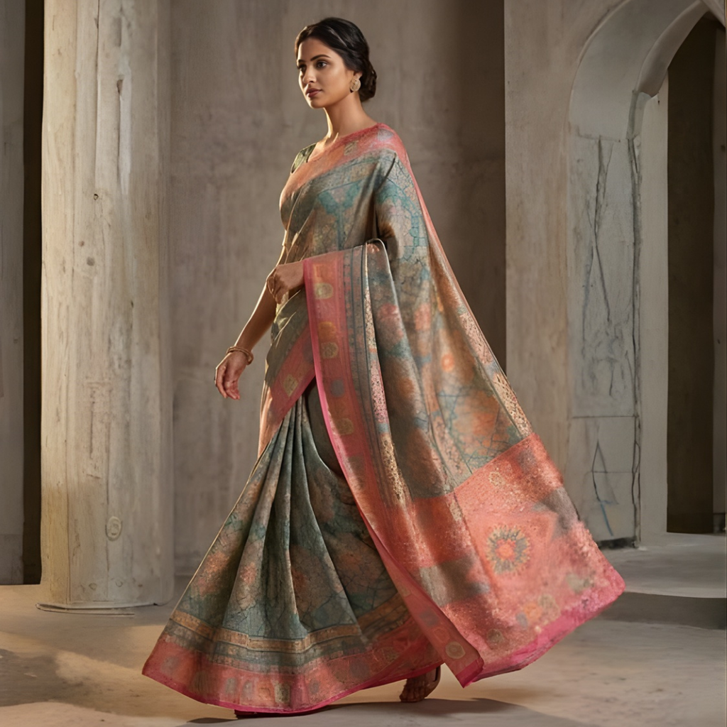 Maheshwari Silk Zari Weaving Festive Saree – Darbar Style