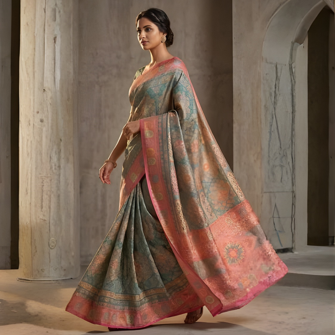 Maheshwari Silk Zari Weaving Festive Saree – Darbar Style