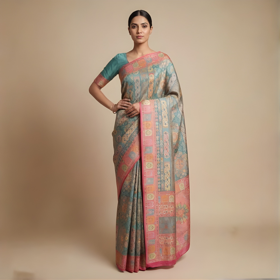 Maheshwari Silk Zari Weaving Festive Saree – Darbar Style