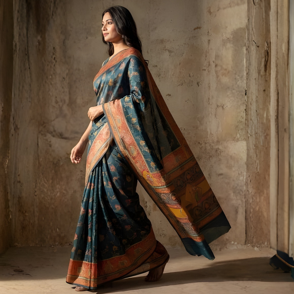 Katan Silk Zari Weaving Festive Saree – Traditional Deep Teal