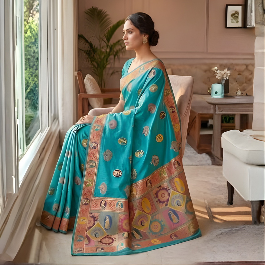 Traditional Peacock Zari Weaving Saree