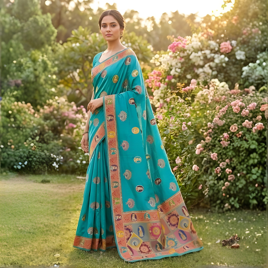 Traditional Peacock Zari Weaving Saree