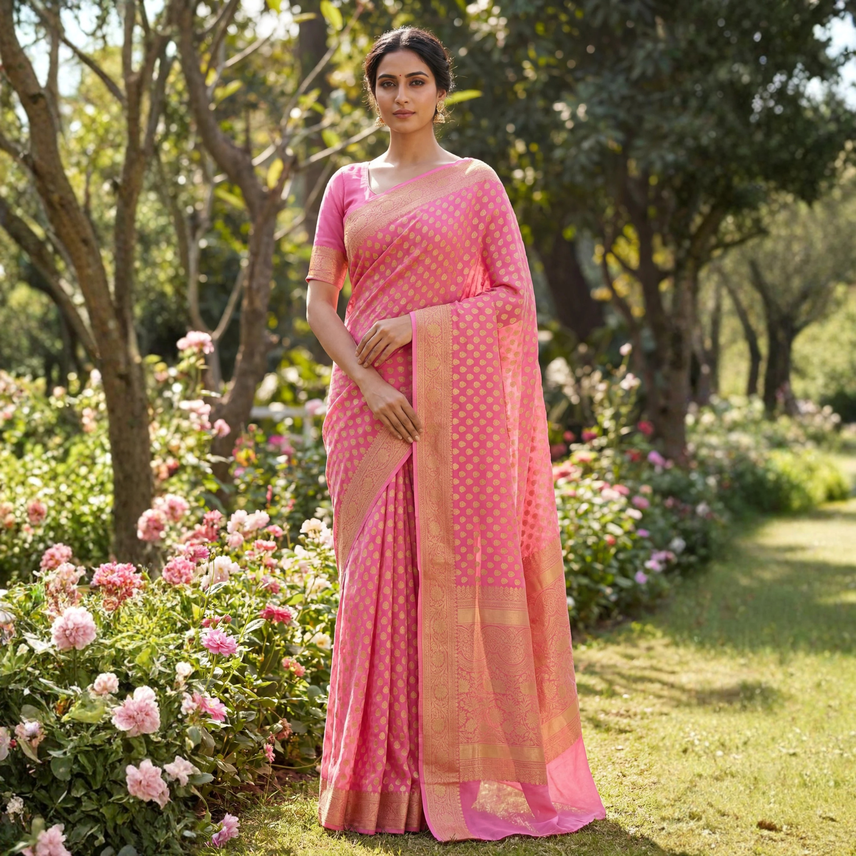 Georgette Banarasi Saree with Zari Weaving – Festive Wear