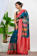 Handloom Saree with Gota Patti Border & Geometric Embroidery