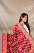 Red Khaddi Georgette Dupatta with Meenakari Work