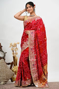 Gajji silk sari with hand gota work