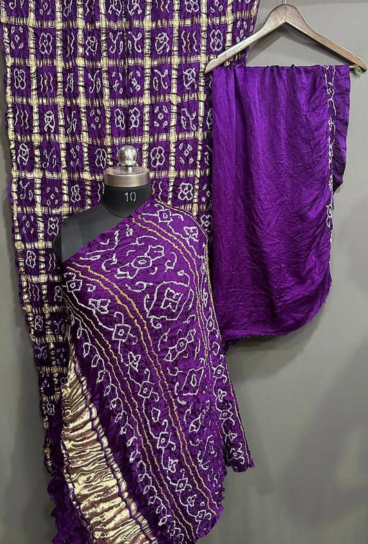 “Purple Bandhani Suit in Modaal Gajji Silk with golden Lagdi Patta dupatta – Anita Jain Fashions”“Purple Bandhani Suit in Modaal Gajji Silk with golden Lagdi Patta dupatta – Anita Jain Fashions”