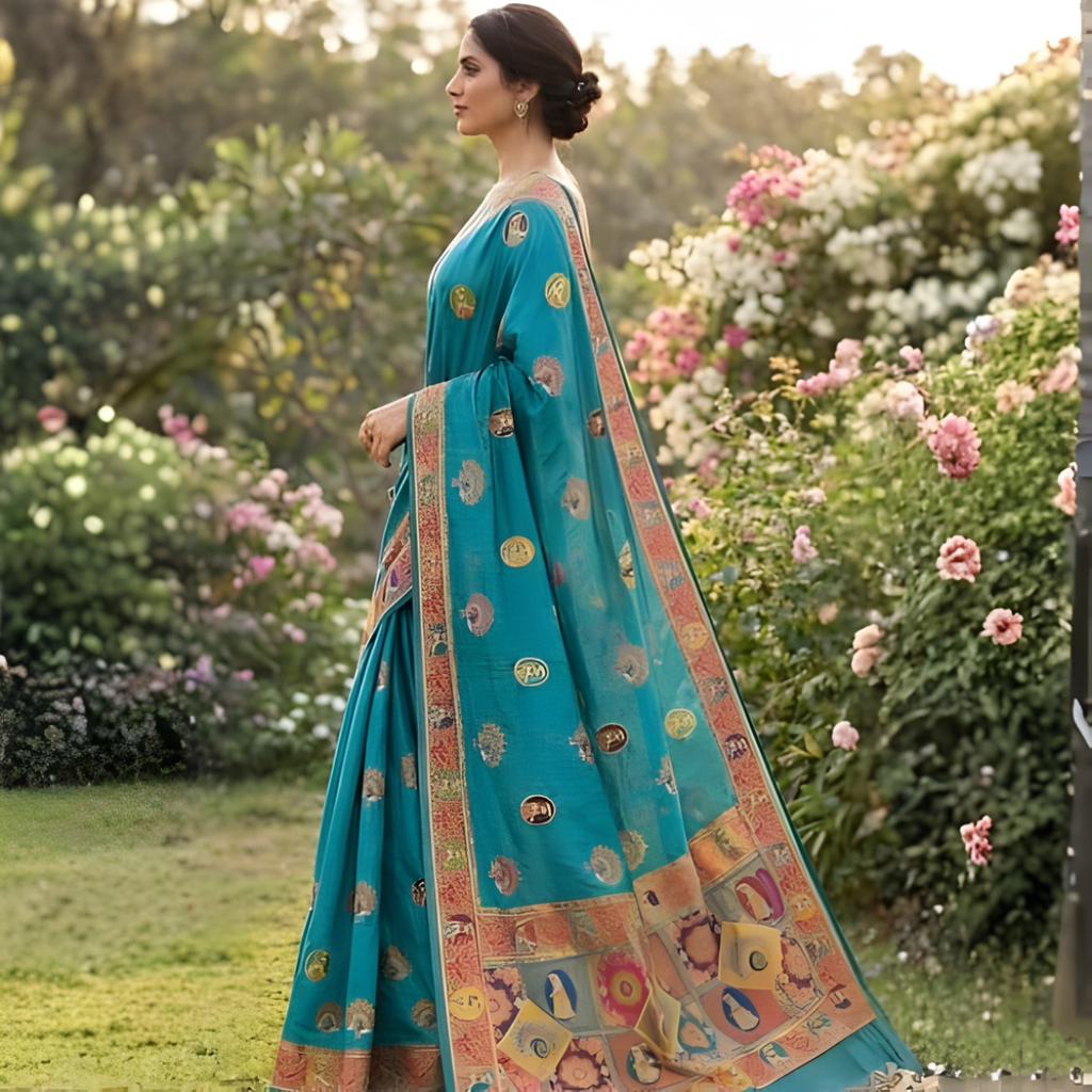 Traditional Peacock Zari Weaving Saree