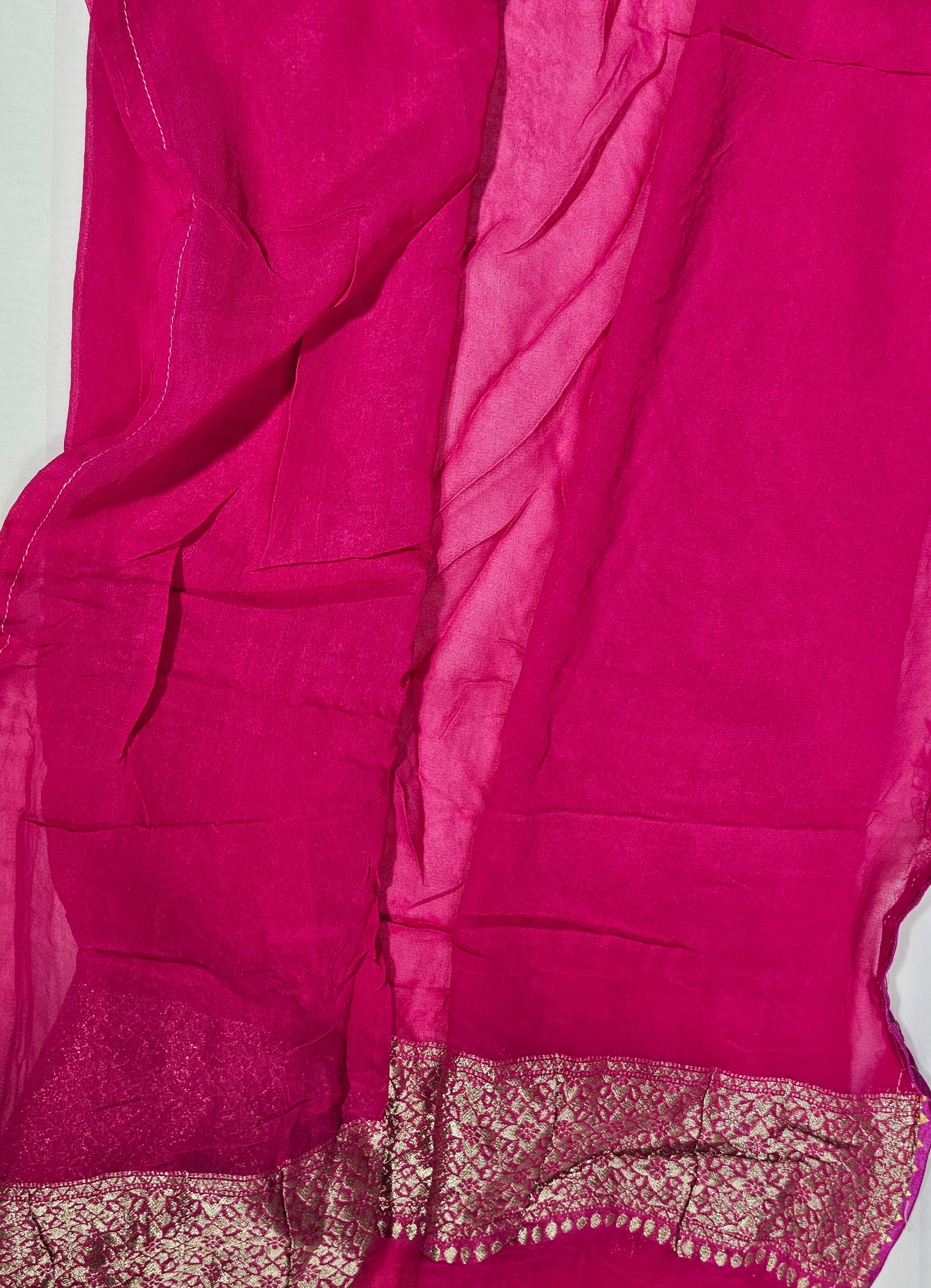 Pink Pure Viscose Georgette Leheriya Saree - Ethically Made, Traditional Elegance - Anita Jain Fashions