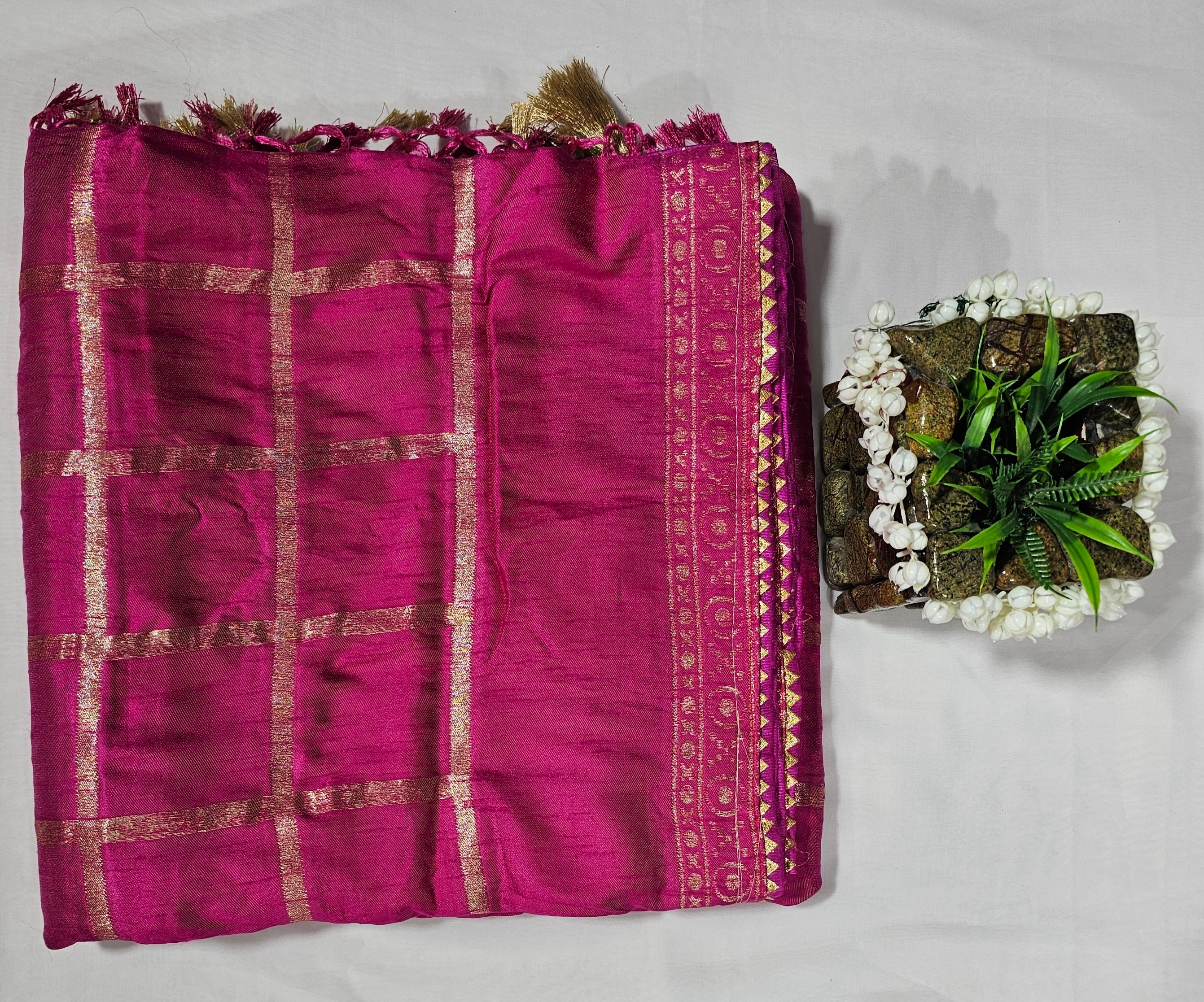 Pink Pure Viscose Ghatchola Saree - Ethically Made, Traditional Craftsmanship - Anita Jain Fashions