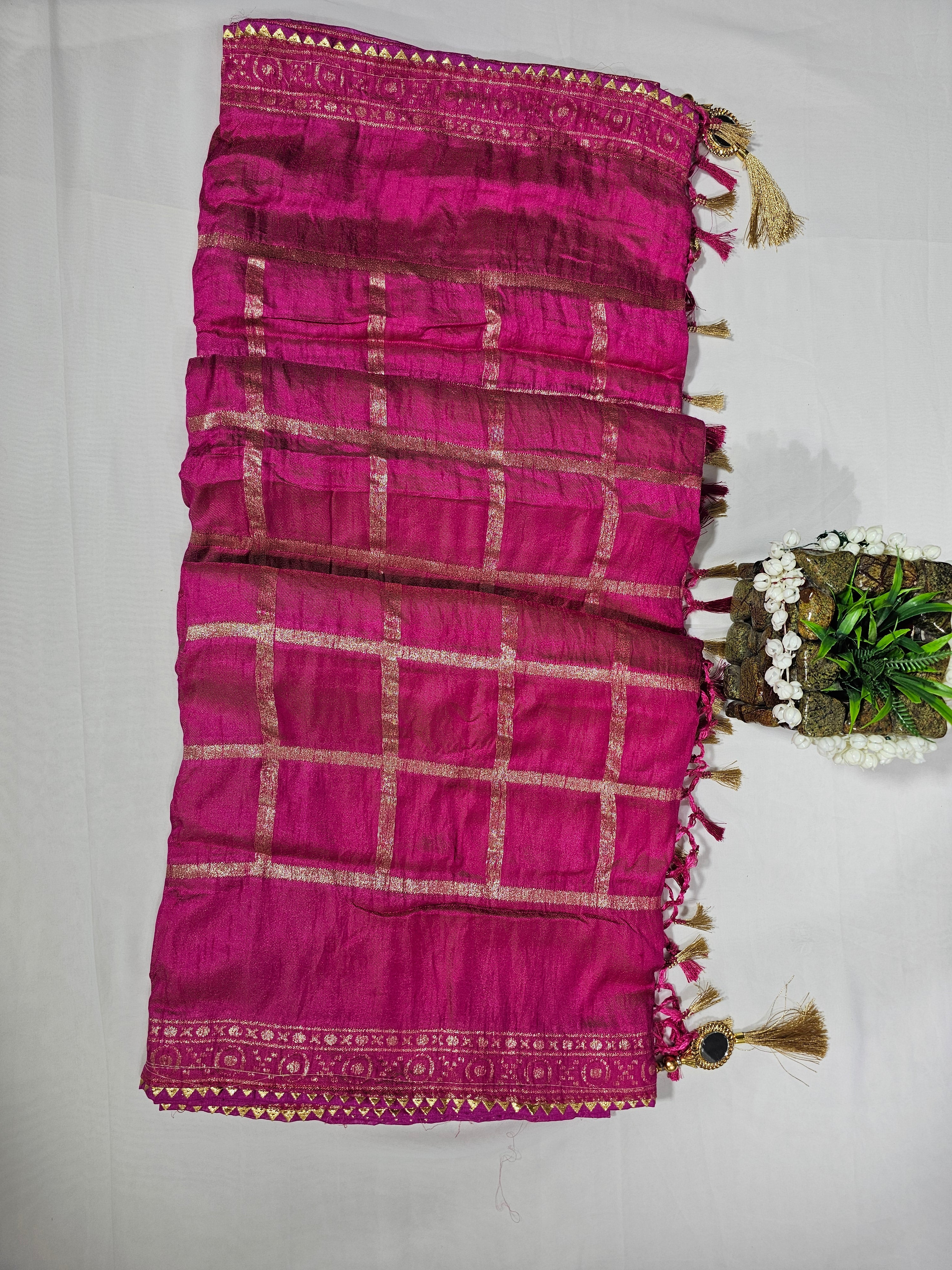 Pink Pure Viscose Ghatchola Saree - Ethically Made, Traditional Craftsmanship - Anita Jain Fashions