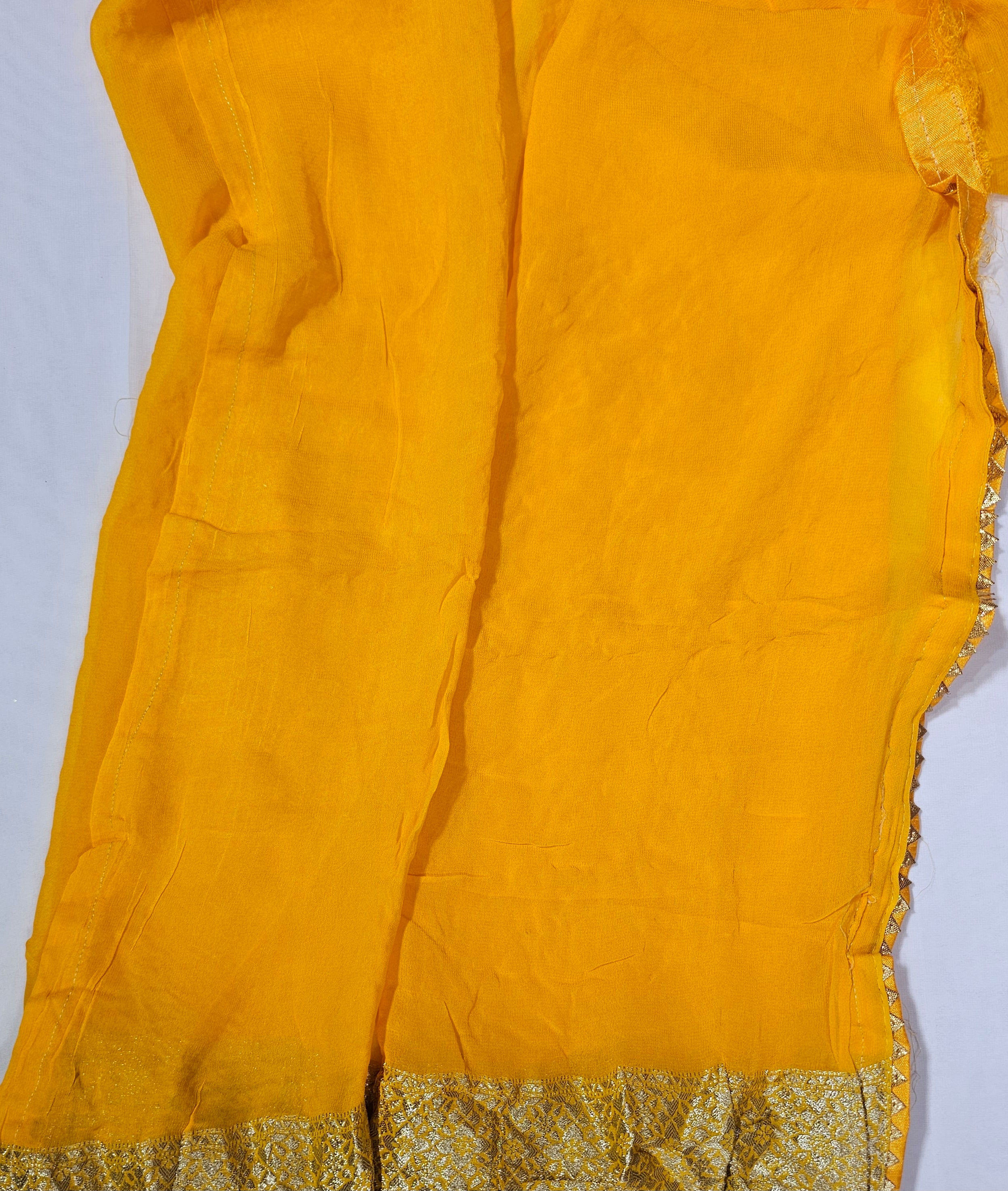 Yellow Pure Viscose Georgette Leheriya Saree - Ethically Made, Vibrant Tradition - Anita Jain Fashions