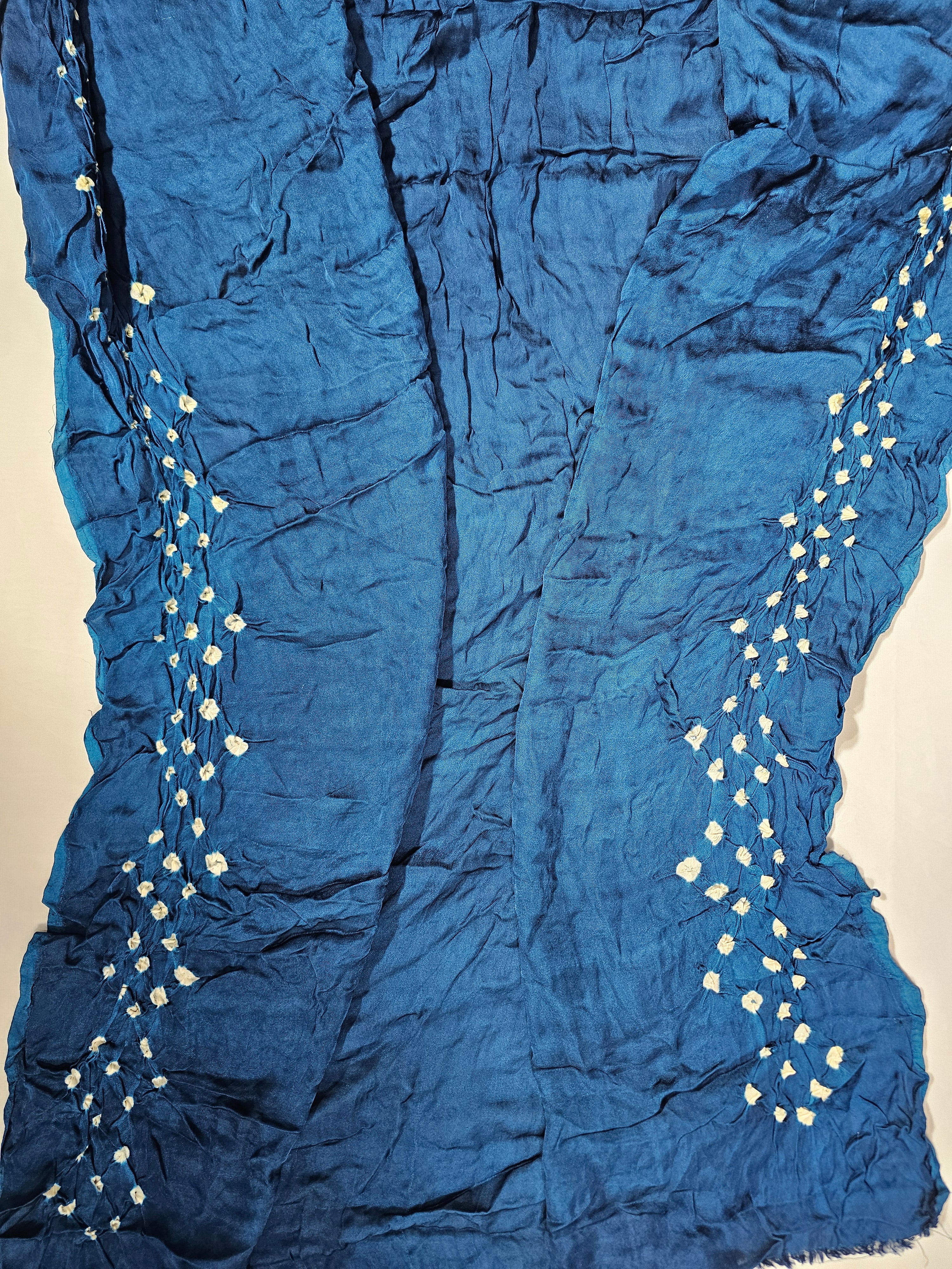 Blue Modal Gajji Hand Bandhani Saree with Lagdi Patta Pallu - Ethically Made, Elegant Tradition - Anita Jain Fashions