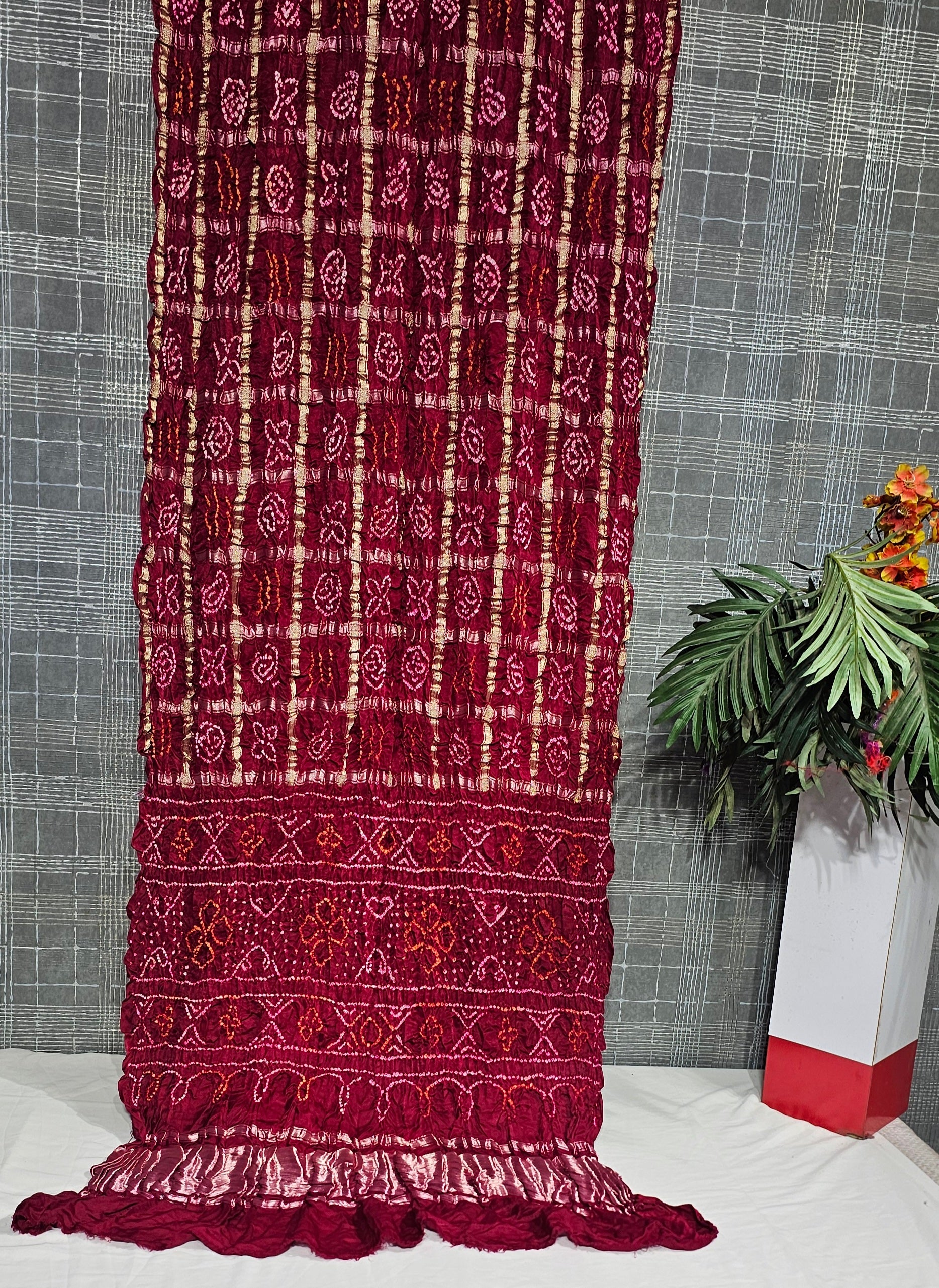 Red Pure Gajji Ghatchola Saree - Ethically Made, Luxurious Tradition - Anita Jain Fashions