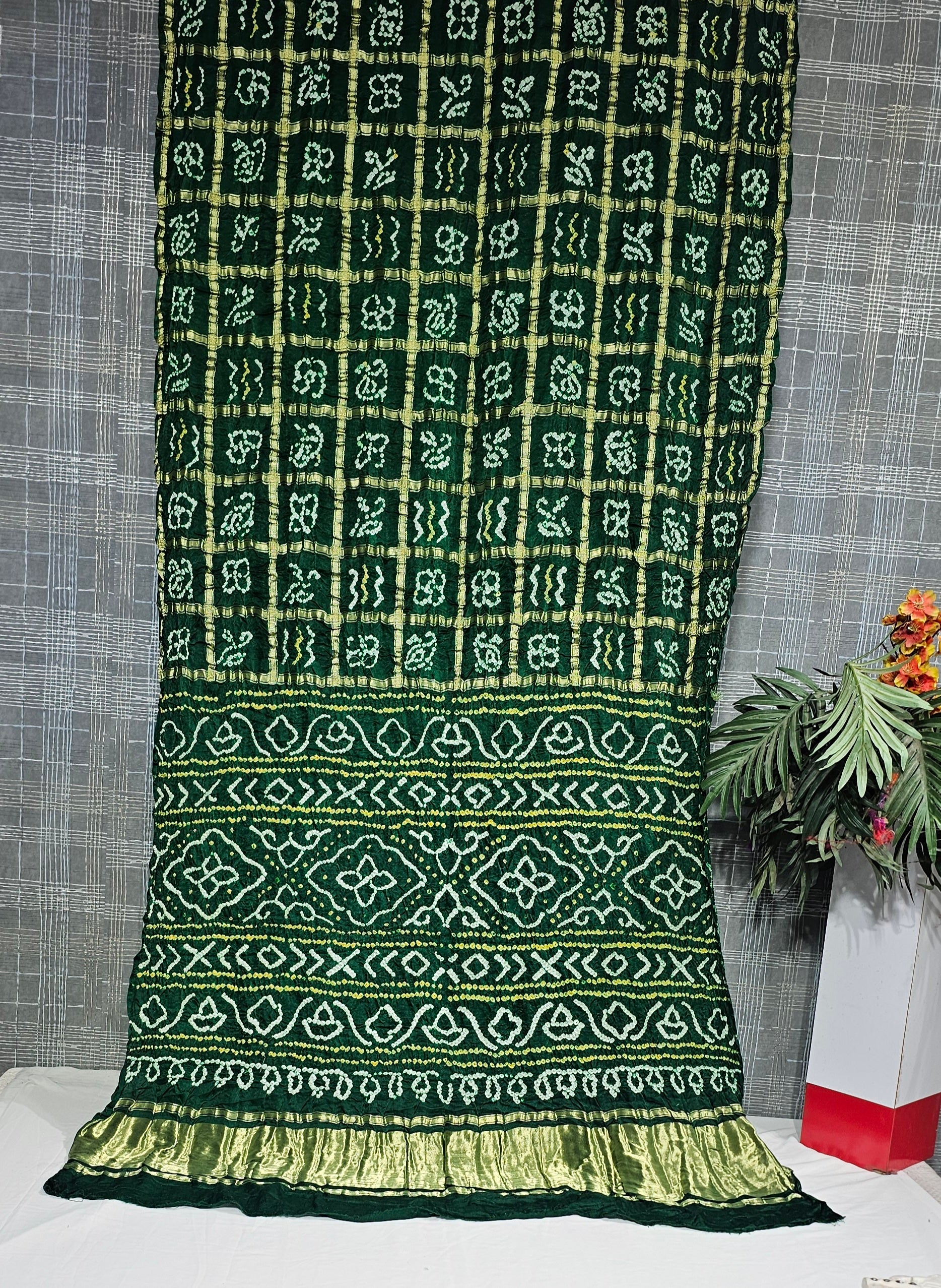 Dark Green Pure Gajji Ghatchola Saree - Ethically Made, Regal Tradition - Anita Jain Fashions