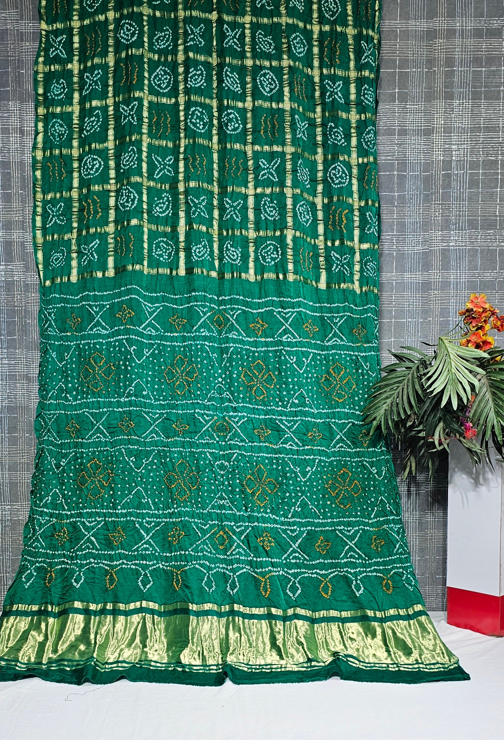 Green Pure Gajji Ghatchola Saree - Ethically Made, Classic Elegance - Anita Jain Fashions