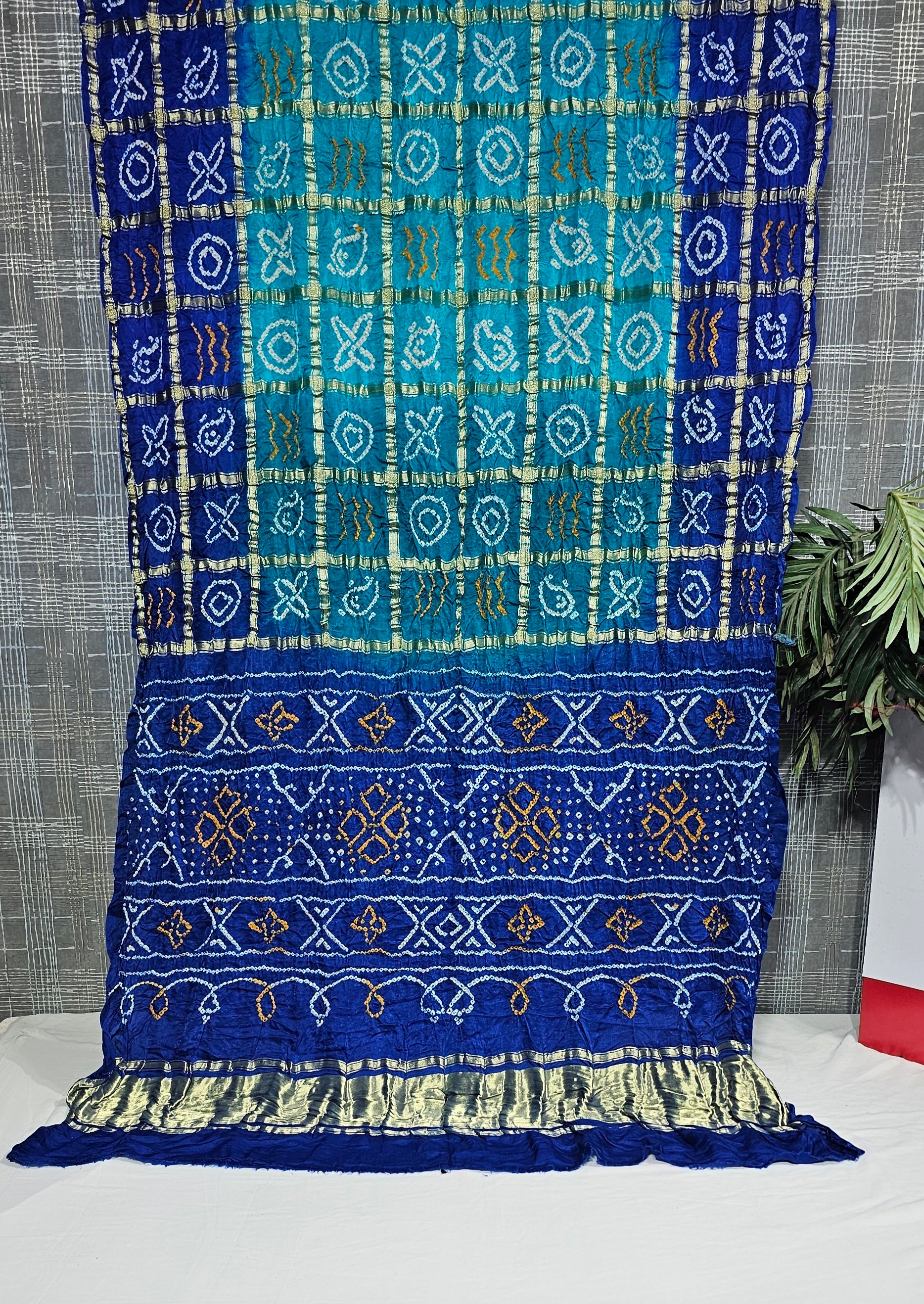 Dark and Light Blue Pure Gajji Ghatchola Saree - Ethically Made, Dual Tone Elegance - Anita Jain Fashions