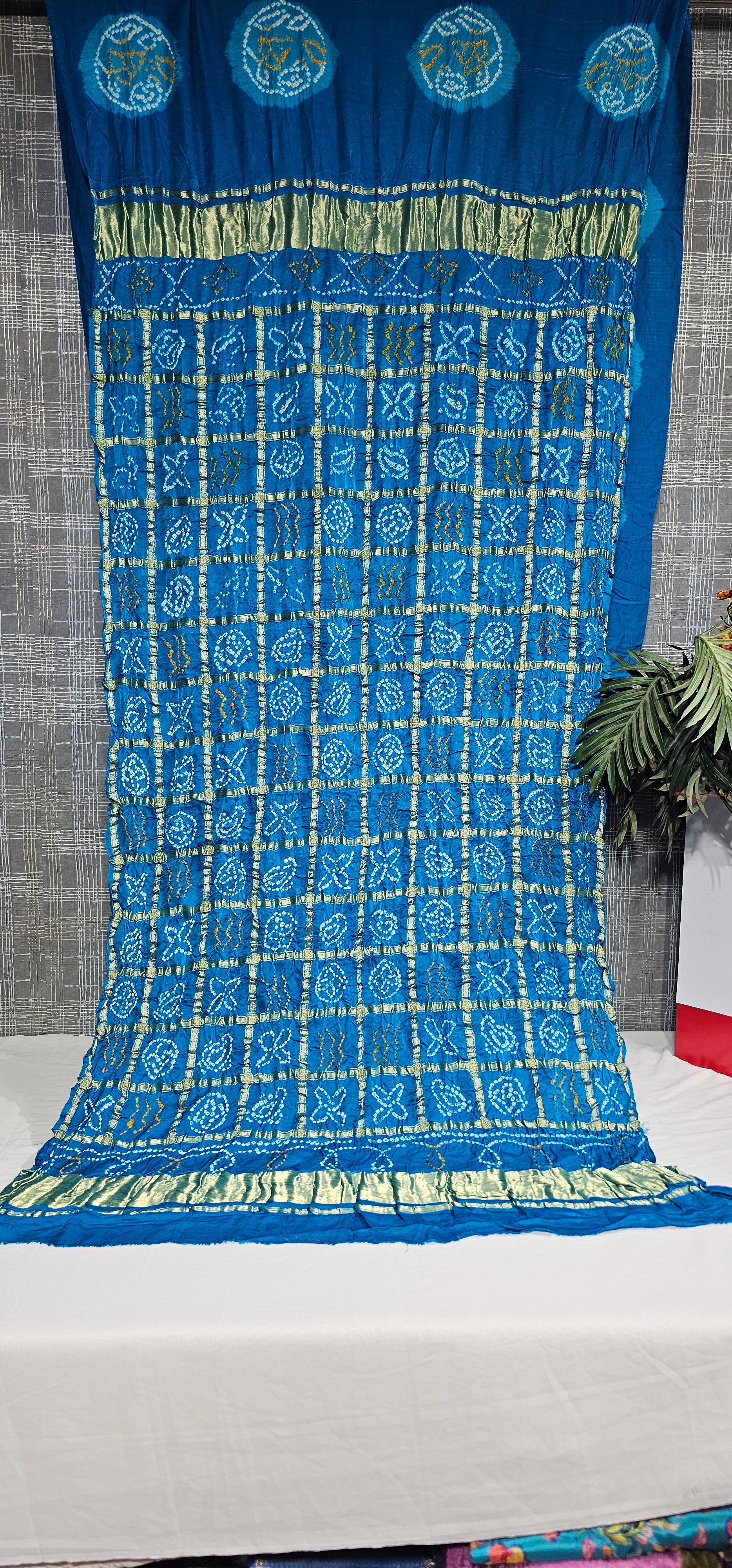 Blue Laddu Bandhej Pure Gajji Ghatchola Pallu Saree - Ethically Made, Luxurious Tradition - Anita Jain Fashions