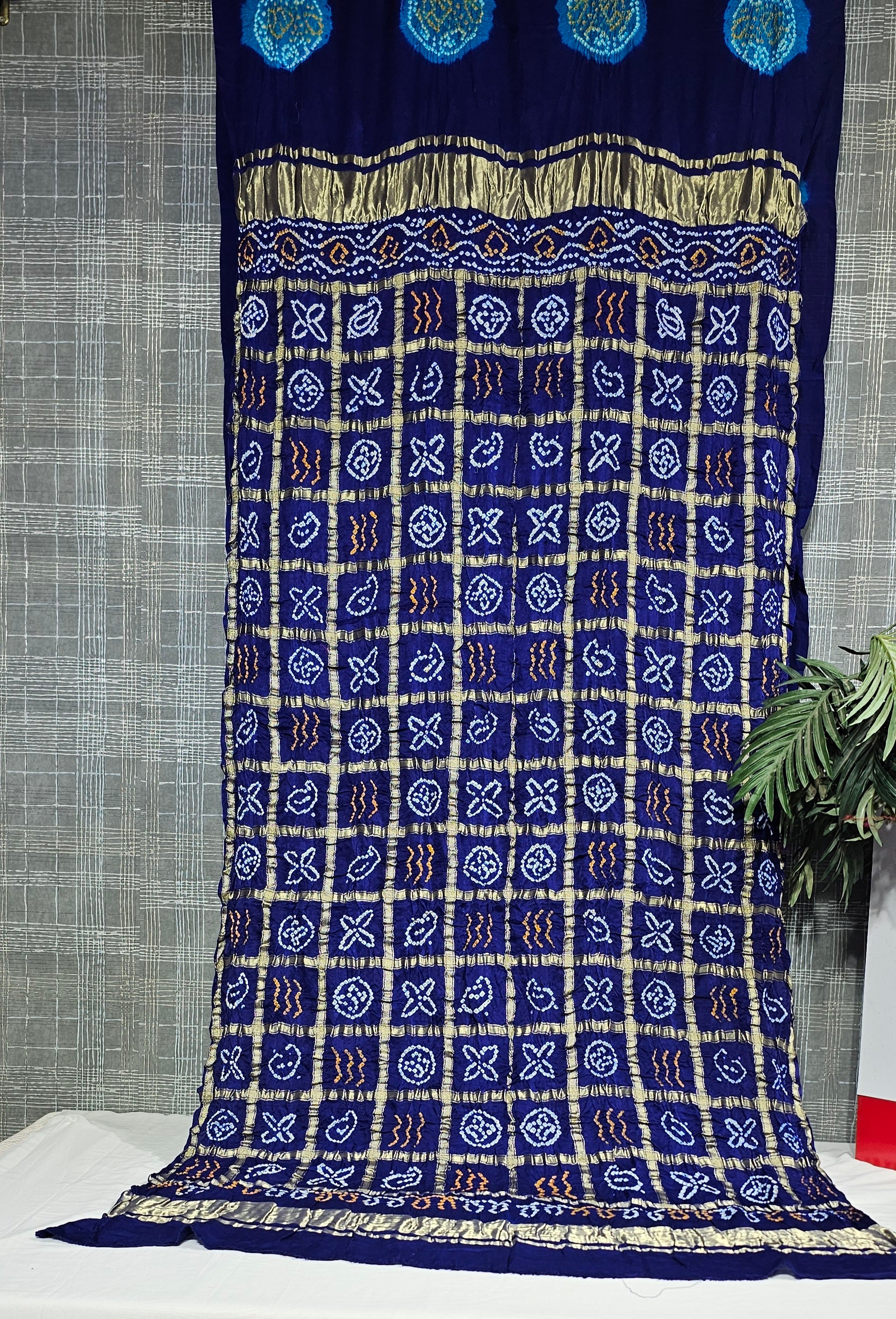 Dark Blue Laddu Bandhej Pure Gajji Ghatchola Pallu Saree - Ethically Made, Timeless Tradition - Anita Jain Fashions