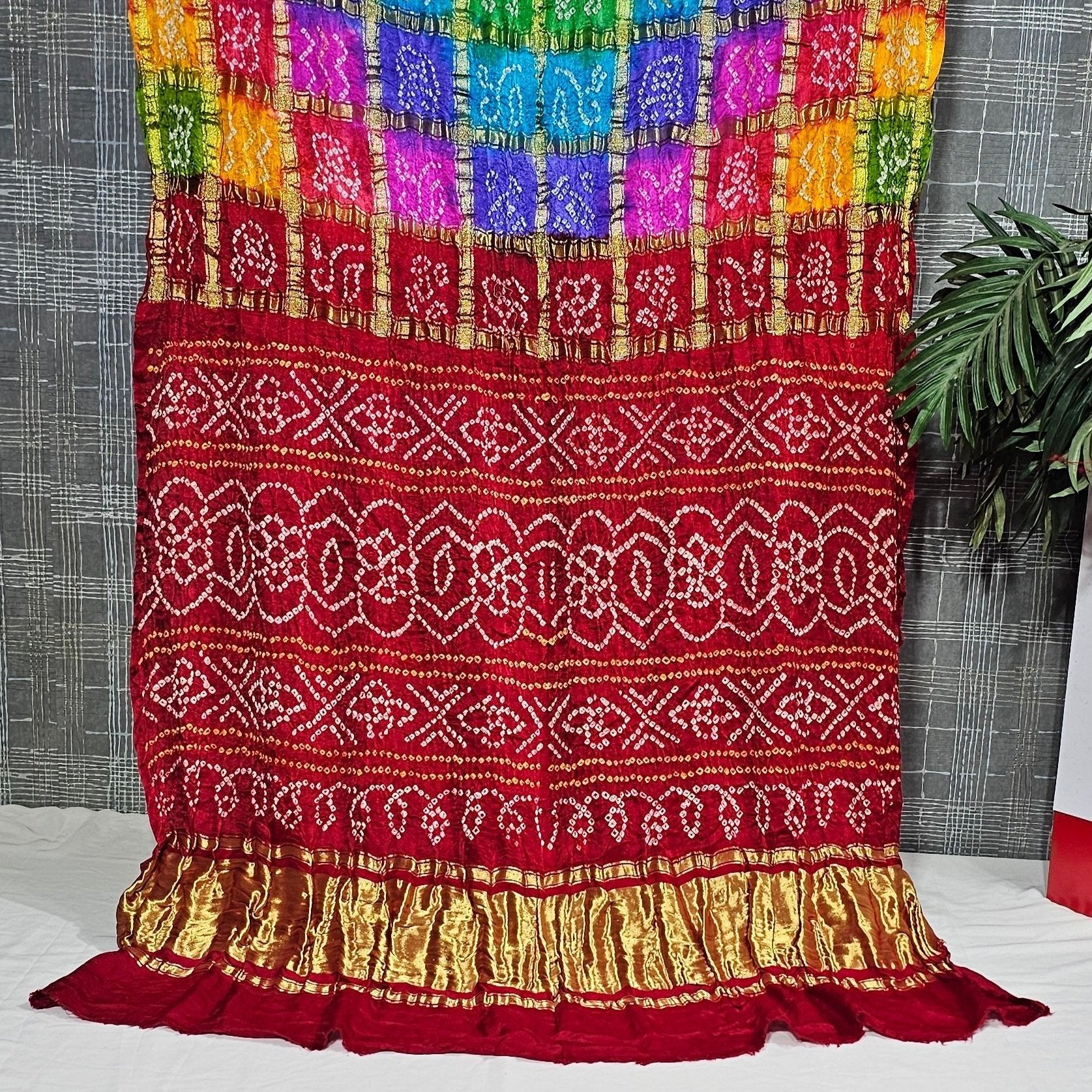 Multi-Color Ghatchola Gajji with Mehroon Pallu Saree - Ethically Made, Luxurious Heritage - Anita Jain Fashions