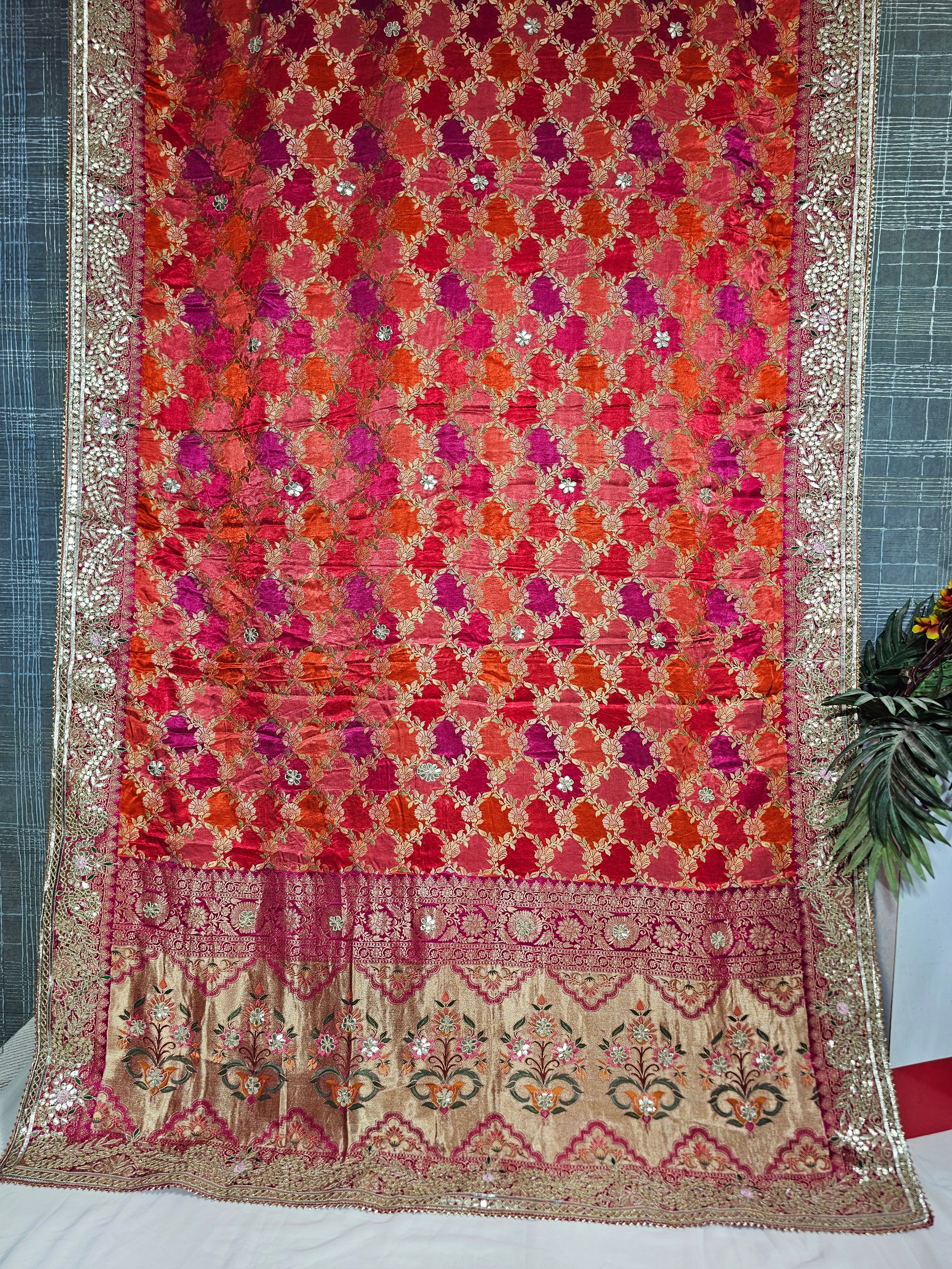 Raani & Orange Rangkart Saree - Ethically Made, Easy Care & Vibrant Elegance - Anita Jain Fashions