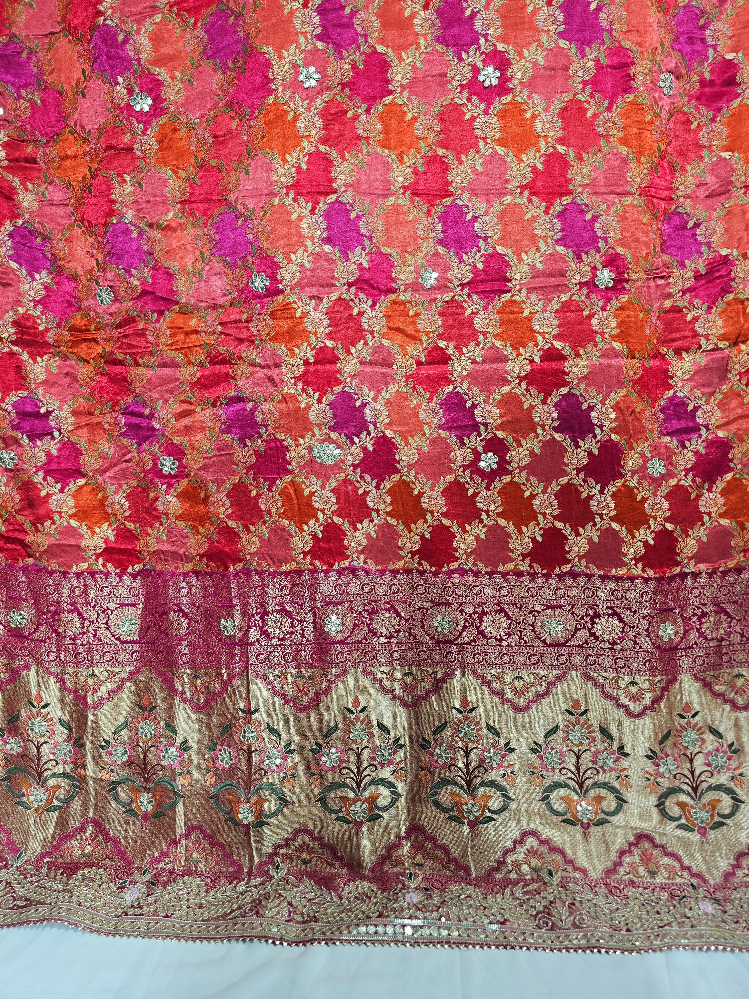 Raani & Orange Rangkart Saree - Ethically Made, Easy Care & Vibrant Elegance - Anita Jain Fashions