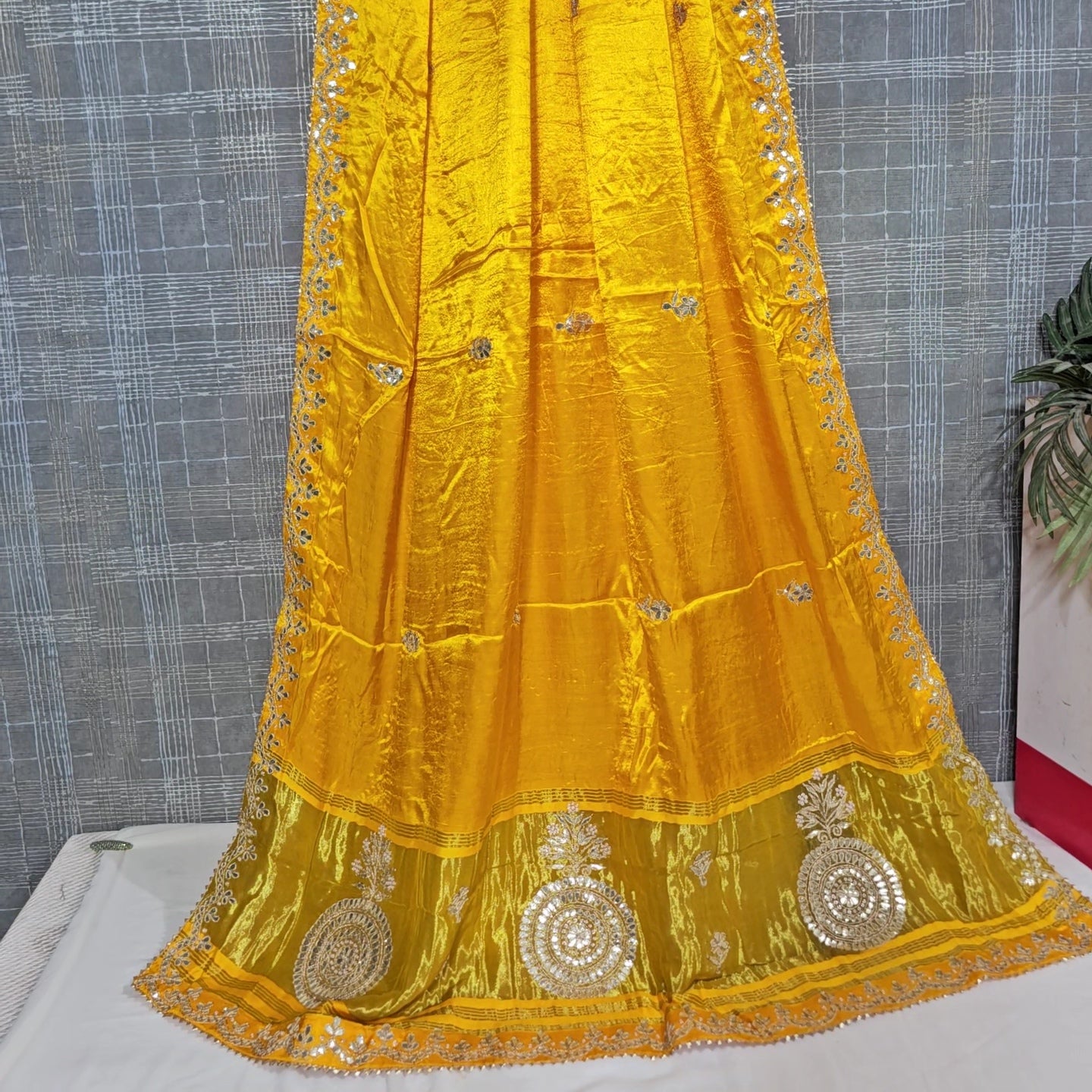 Yellow Gajji Silk Saree with Gota Patti Work - Ethically Made, Easy Care & Traditional Elegance - Anita Jain Fashions