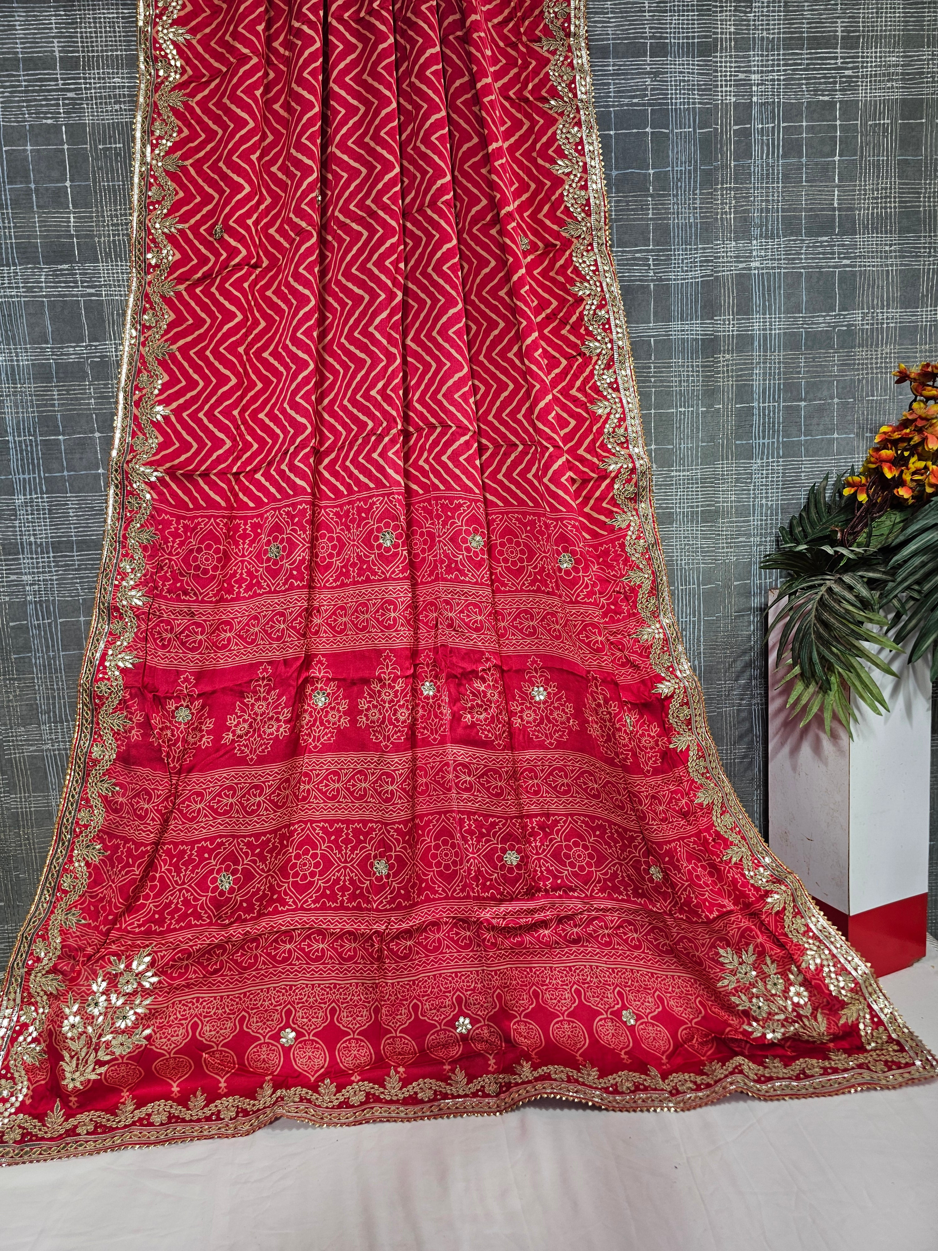 Pink Modal Gajji Saree with Gota Patti Work - Ethically Made, Easy Wash & Elegant Festive Wear - Anita Jain Fashions