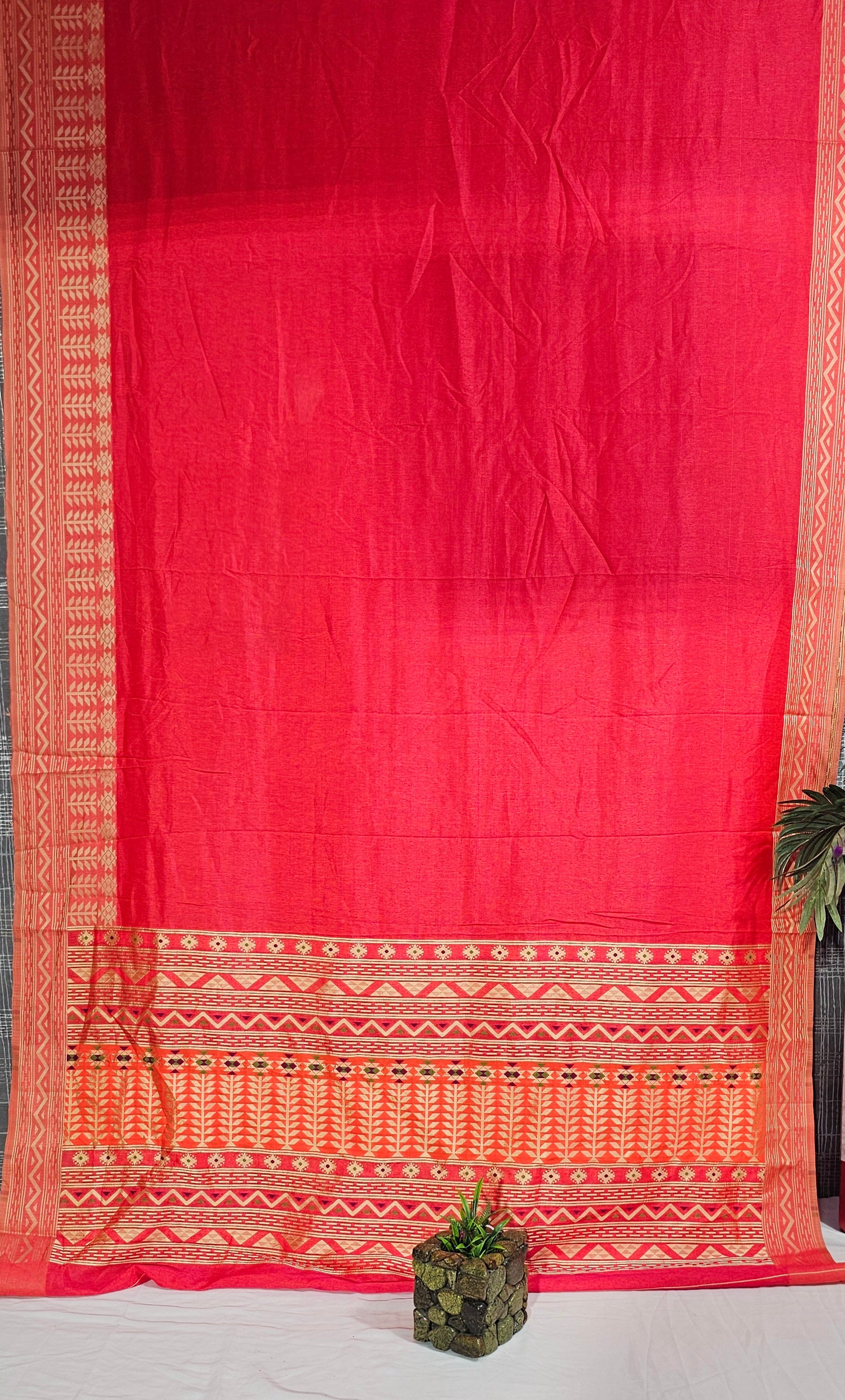 Pink & Orange Double Tone Rangoli Saree with V-Wing Pallu - Ethically Made, Everyday Elegance - Anita Jain Fashions