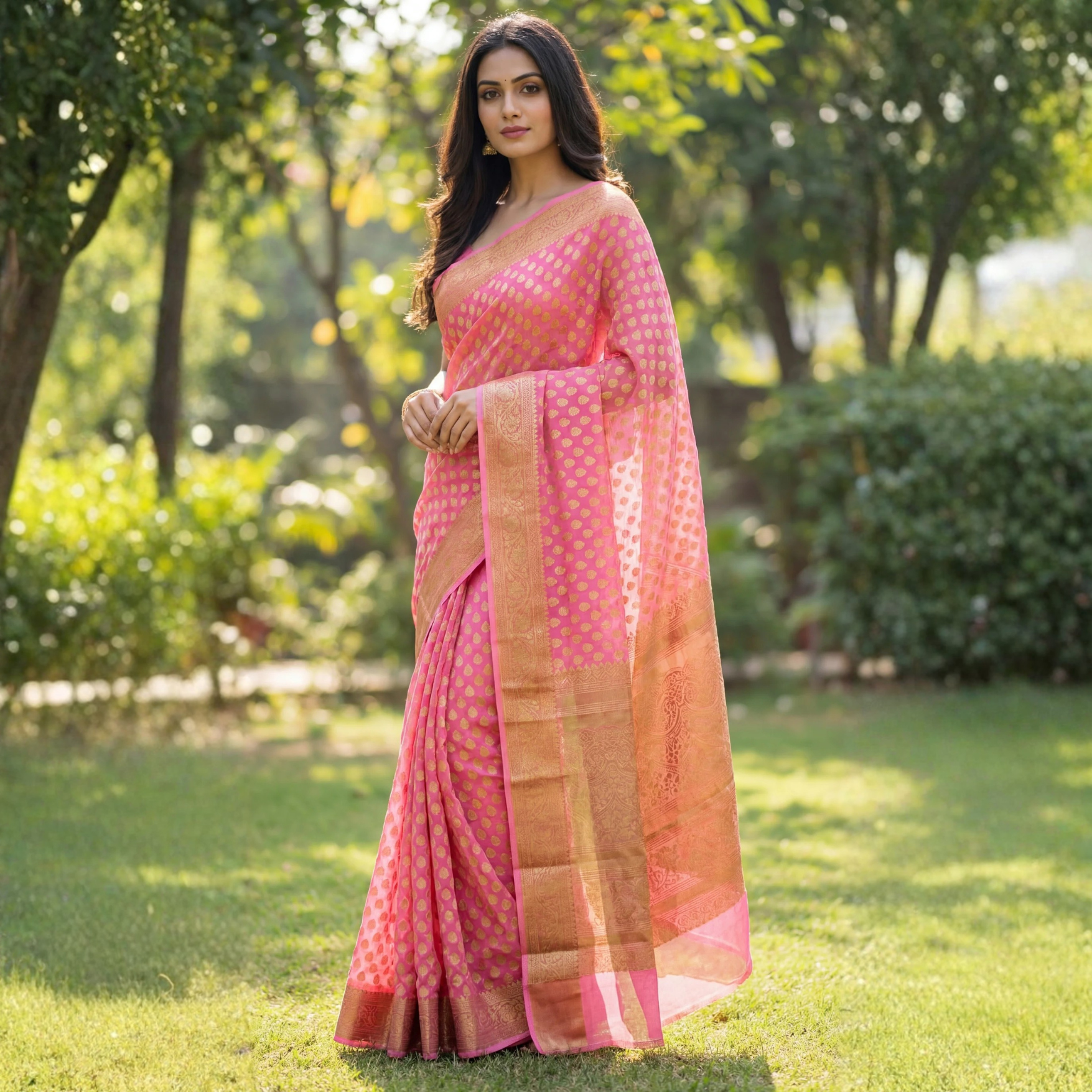 Georgette Banarasi Saree with Zari Weaving – Festive Wear