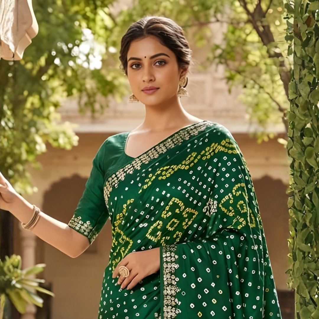 Modal Gajji Bandhani Cutdana Mangalpath Saree