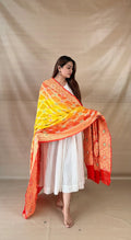 Orange Khaddi Georgette Dupatta with Meenakari Floral Border