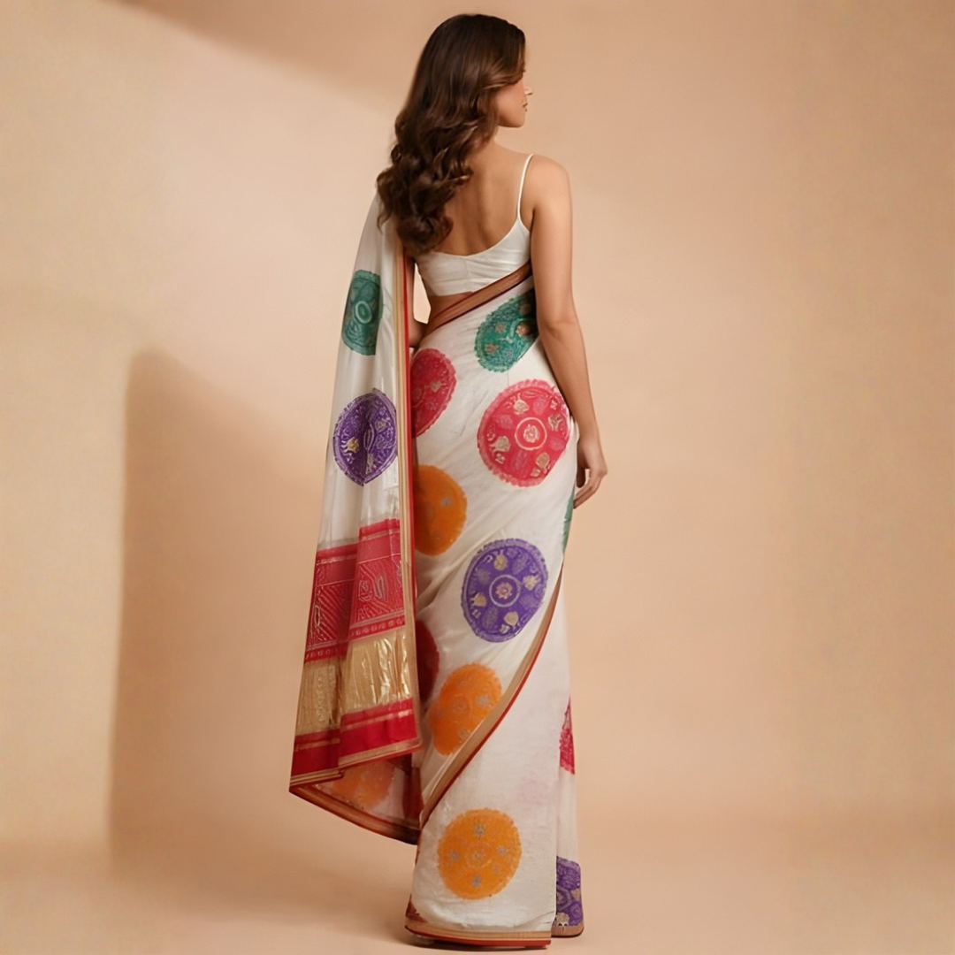 Modal Gajji Bandhani Saree with Gota Patti Work – Festive Wear