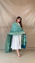 Teal Khaddi Georgette Dupatta with Meenakari Jaal Weave