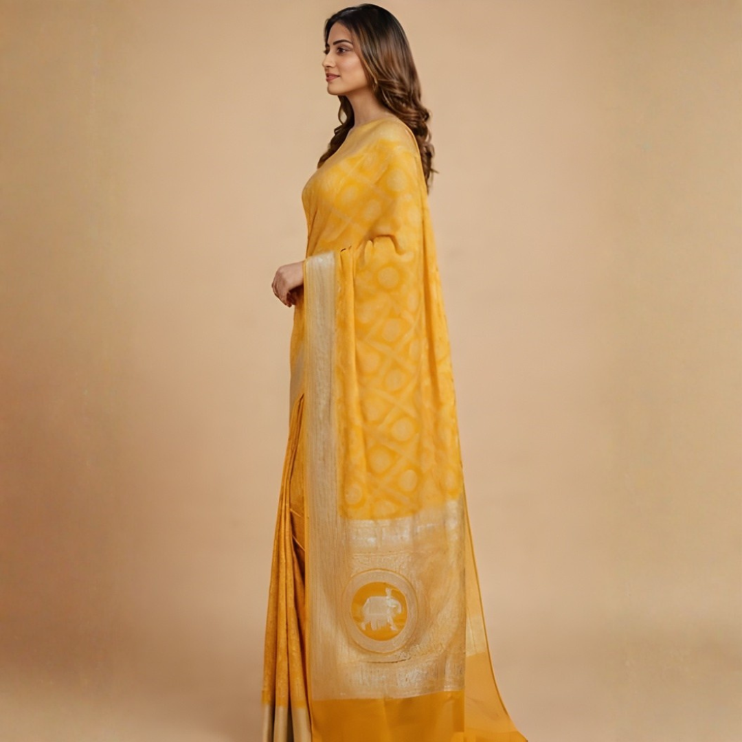 Gajji Silk Bandhani Print Saree – Mangal Path Wear
