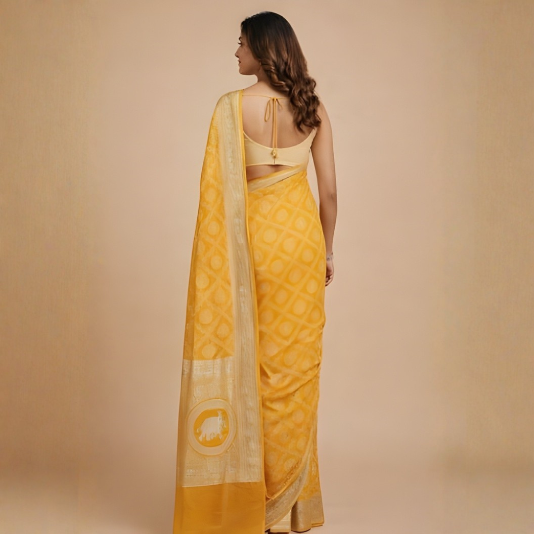 Gajji Silk Bandhani Print Saree – Mangal Path Wear
