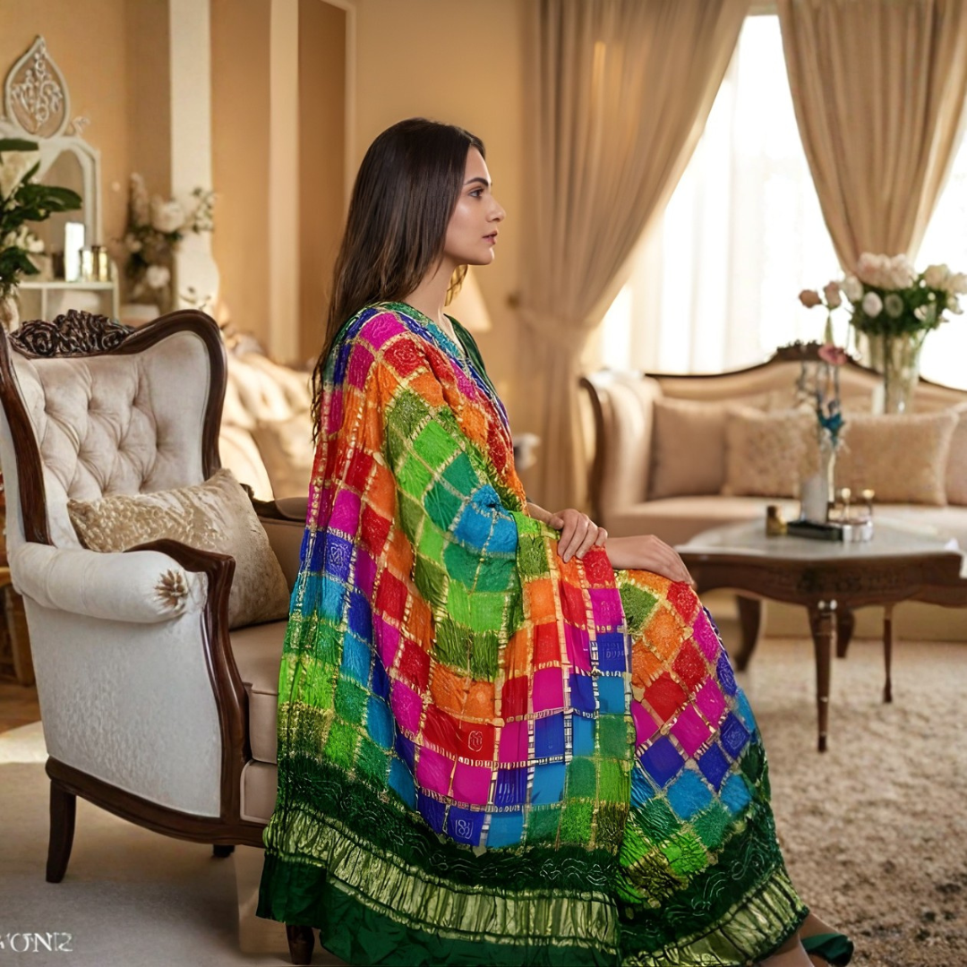 Pure Gajji Silk Bandhani Zari Festive Dupatta