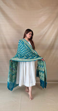 Teal Khaddi Georgette Dupatta with Meenakari Paisley Motif
