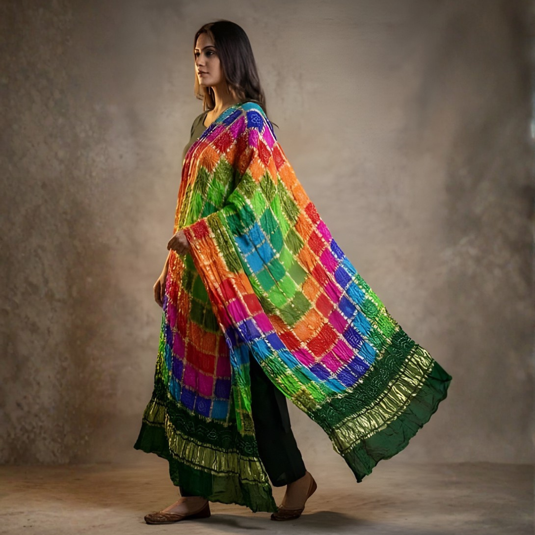 Pure Gajji Silk Bandhani Zari Festive Dupatta