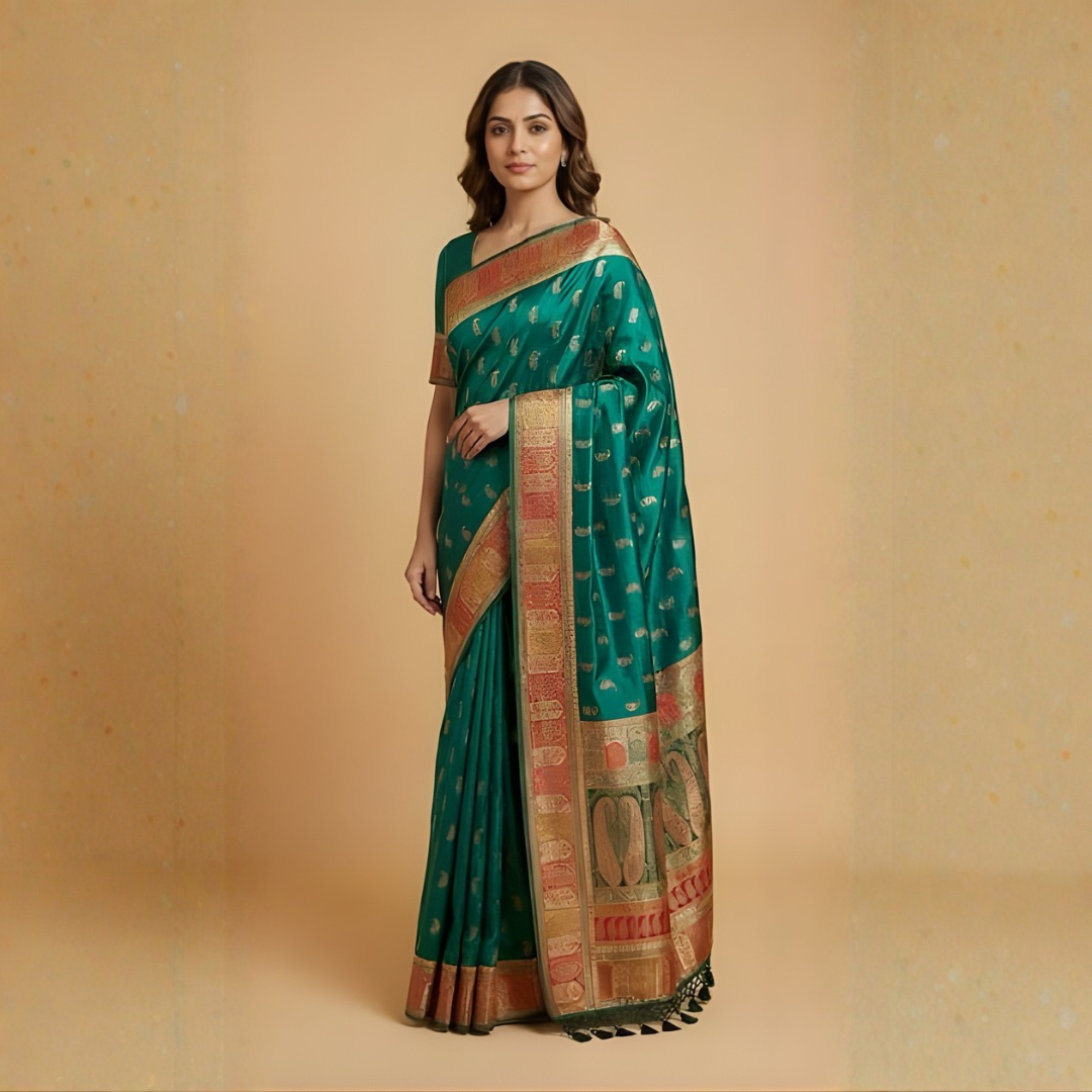 Gajji Silk Traditional Saree with Zari Weaving – Festive Wear