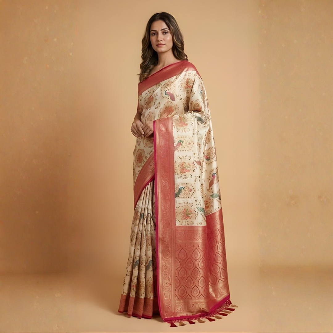 Gajji Silk Zari Weaving Traditional Saree