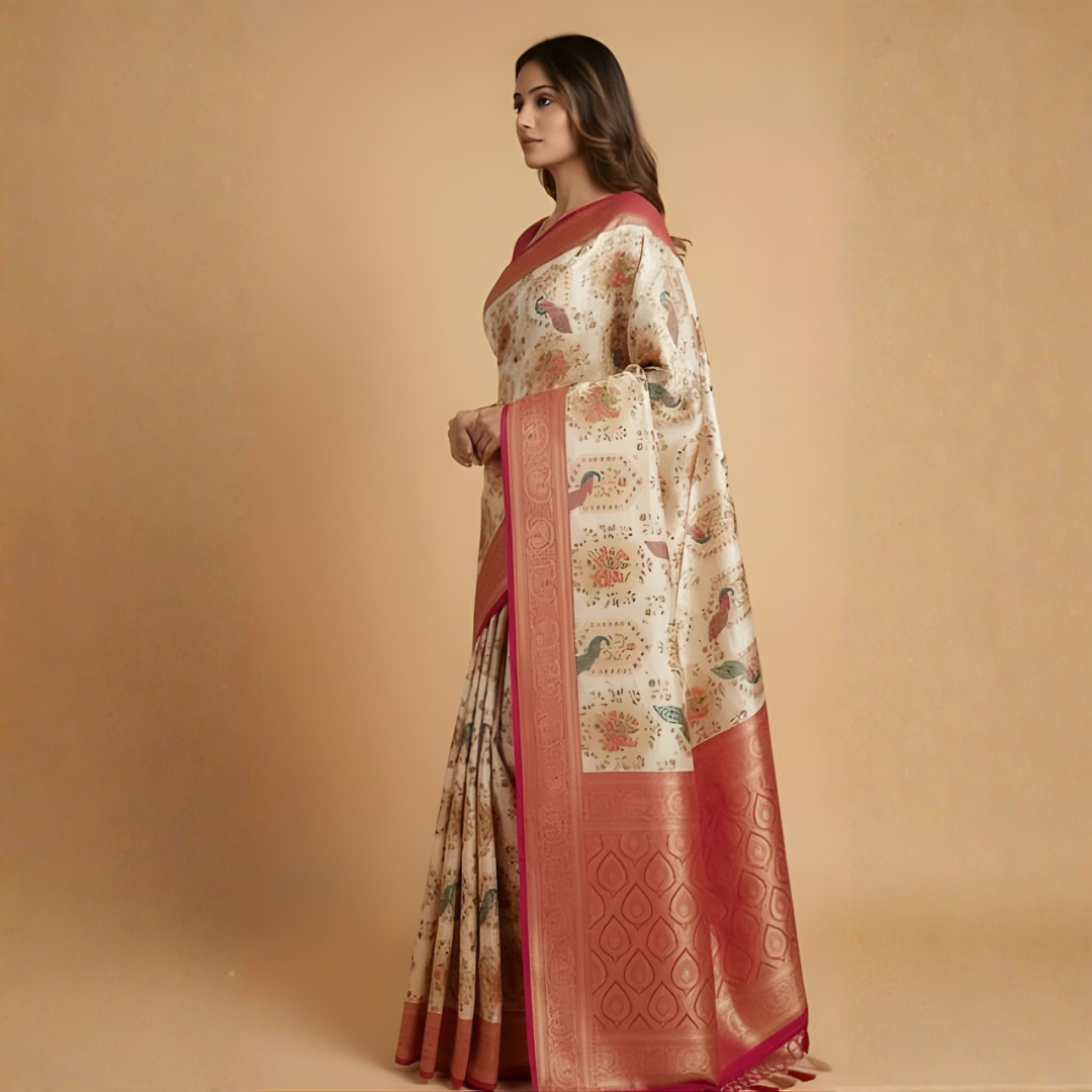 Gajji Silk Zari Weaving Traditional Saree