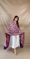 Purple Embroidered Wool Shawl - Zari & Floral Thread Work