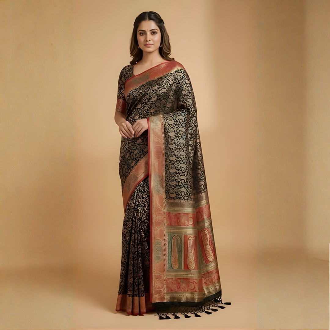 Gajji Silk Kanii Saree with Zari Weaving – Reception Wear